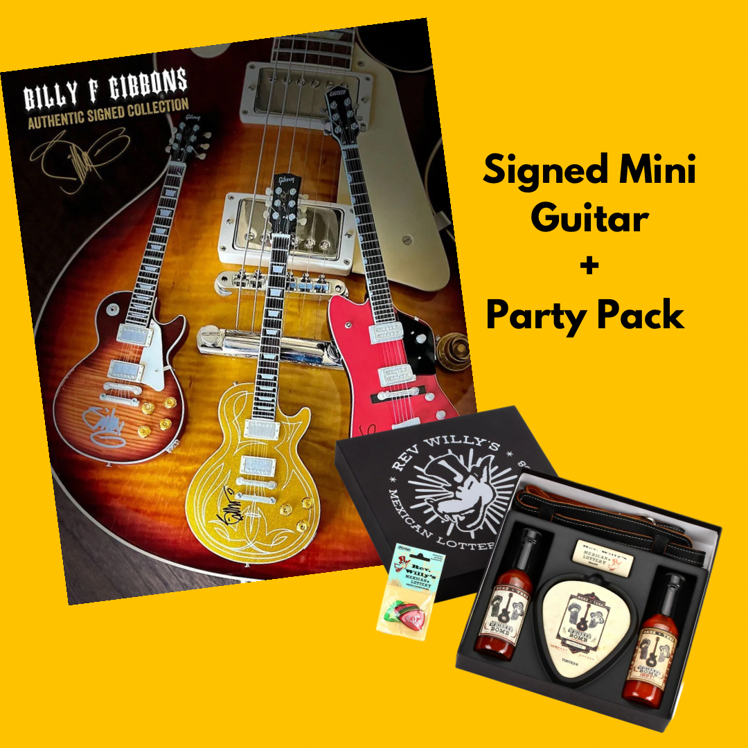 Billy F Gibbons Bundle: Party Pack + Signed Mini Guitar